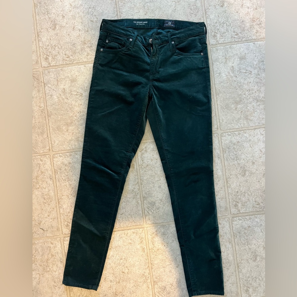 AG Skinny Velvet Pant - Womens 27R - Green